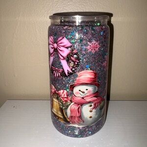 Festive Snowman Glitter cup
